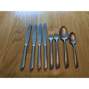 Silco Atomic Galaxy Starburst Stainless Silverware Mid Century 8 Pieces
